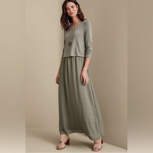 Soft Surroundings Cassie Maxi Dress Olive Size XL